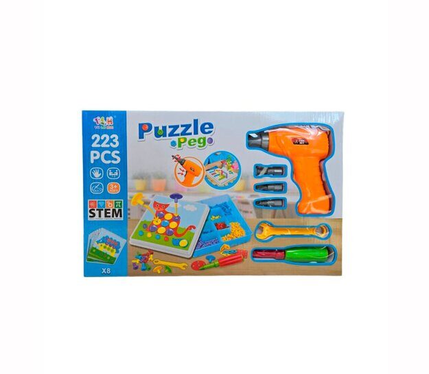 Конструктор- мозаика Puzzle Pego с шуруповертом и отверткой / 223 элемента